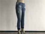 Fashionable Ladies Denim Jeans Size Customized Frayed Hem Denim Jeans TW82264