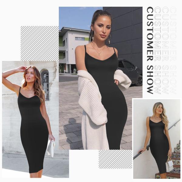 Stylish Casual Solid Summer Party Pencil Dress for Women Custom Logo Elegant Midi Dress