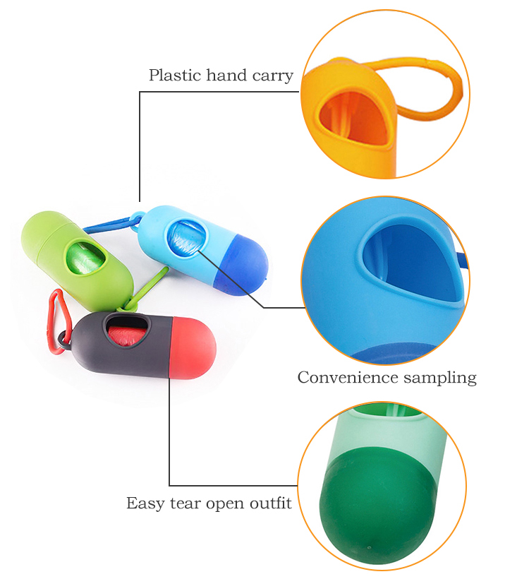 Blue Green Dog Waste Bag Holder 11.5*4.3cm Plastic Dog Poop Holder For Walks