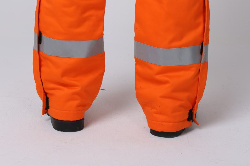 2 Side Pockets Orange Winter BIB Pants With Covered Metal Zip