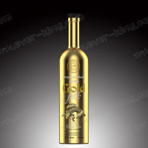 China Round Vodka Electroplated Glass Crystal Bottle 500ml With Stopper factory