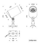 Outdoor LED Floodlight 12x4W or 1x50W for Round Pole Mounting