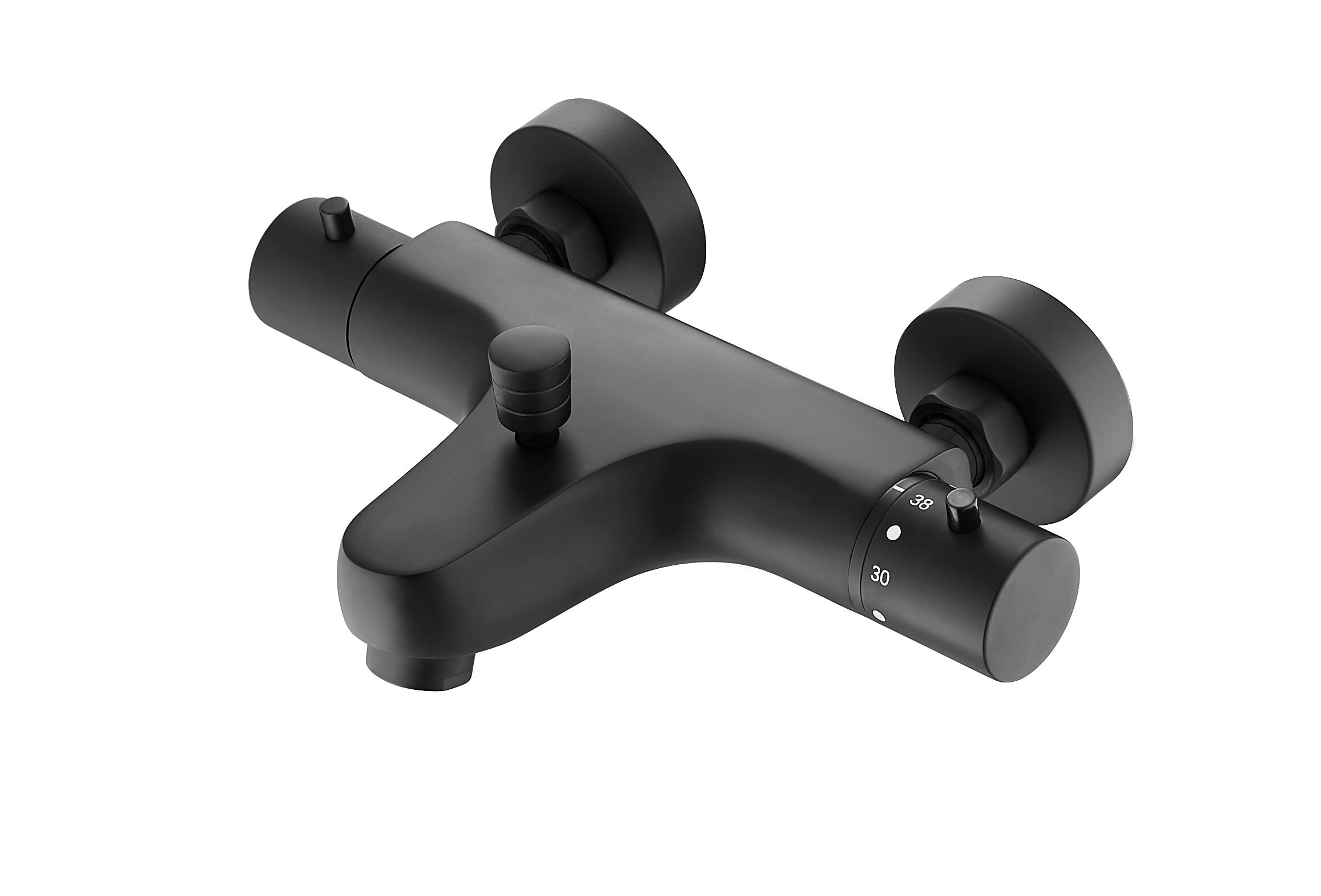 Matt Black Bath Shower 38 Degrees Thermostatic Faucet Dual Handle