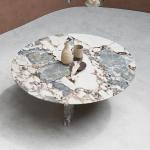 Living Room SS Steel Furniture Glass Metal Marble Dining Table Metal Legs