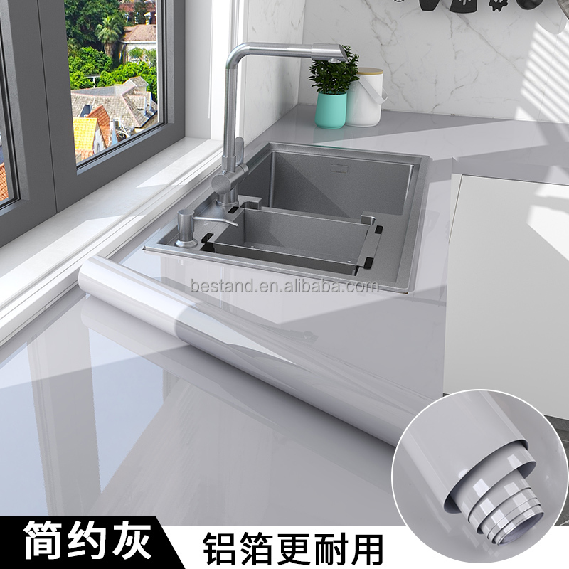 Self-Adhesive Kitchen Wallpaper in Marble Design with High Gloss Finish