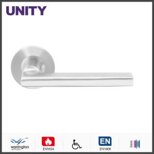China Stainless Steel Fire Door Lever Handle EN1906 and EN1634 Satin Finish factory