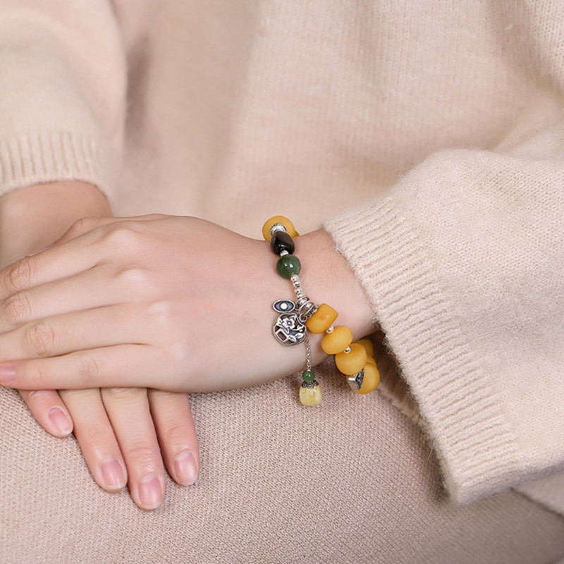 Wholesale Natural Healing Handmade Crystal Honey Amber Raw Stone Bracelet For Gift Souvenir Fine Jewelry Factory Real Classic 10mm Natural Crystal