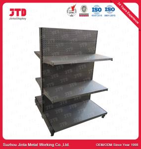 China 3 Layers Double Sided Supermarket Display Shelving Gray Q195 Steel factory