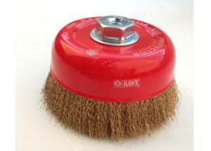 China 85mm wire cup brush,coarse crimped brass coated wire 0.014 inch,with 22.2mm arbor hole factory