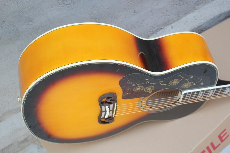 Factory Gibsons Custom 43 inch S 20 frets tobacco sunburst left acoustic guitar with electric guitar's pickup