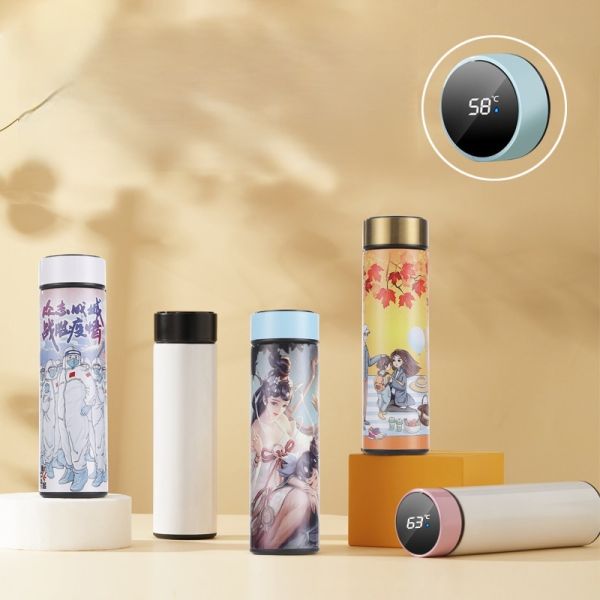 Sublimation Blank Vacuum Smart Reminder Thermos Flask Led Digital Temperature Display Stainless Steel Water Bottle