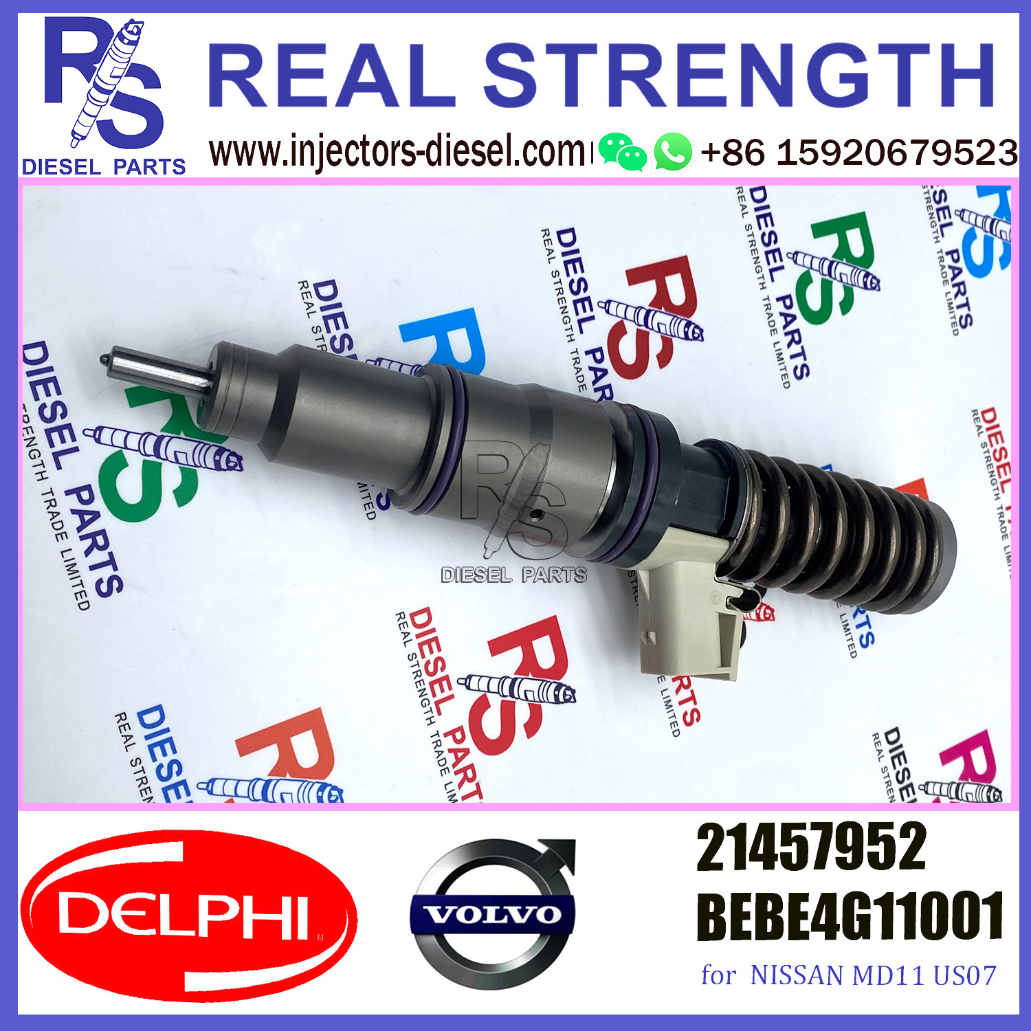 DELPHI 4pin injector 21457952 BEBE4G11001 Diesel pump Injector V-O-L-V 21457952 BEBE4G11001 E3.4 for NISSAN MD11 US07