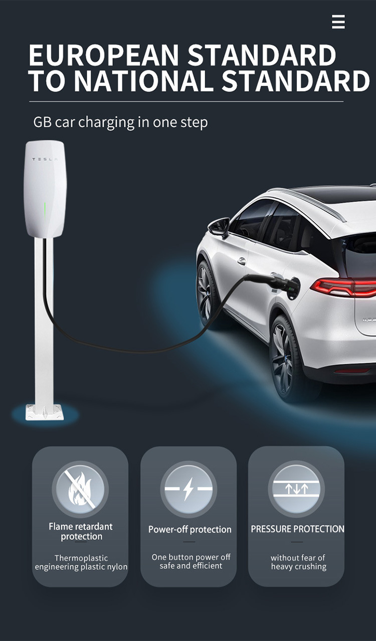 E-mingze EV Charger Power Adapter 32A for Type2 to GBT Adapter Charging Cable Made of High Flame Retardant PC Fuel