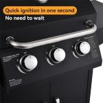 Propane Gas BBQ Grill with 3 Burners and Two Foldable Shelves 26.8kg Outdoor