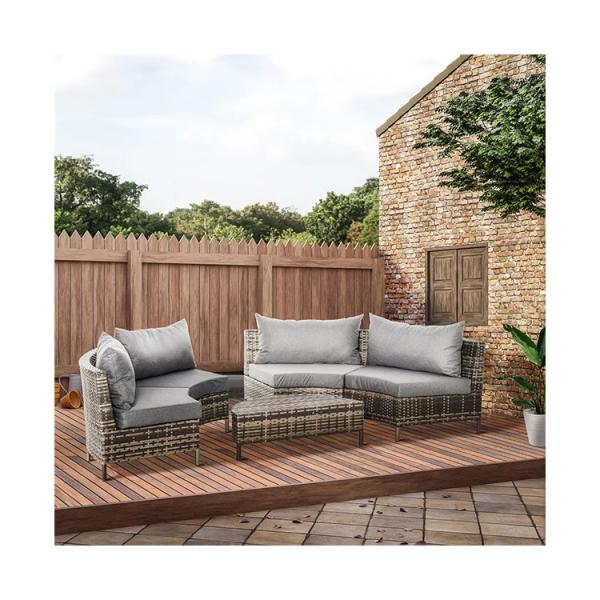Steel Tube Frame 5 Piece Outdoor Patio Furniture Set with PE Rattan Chairs and