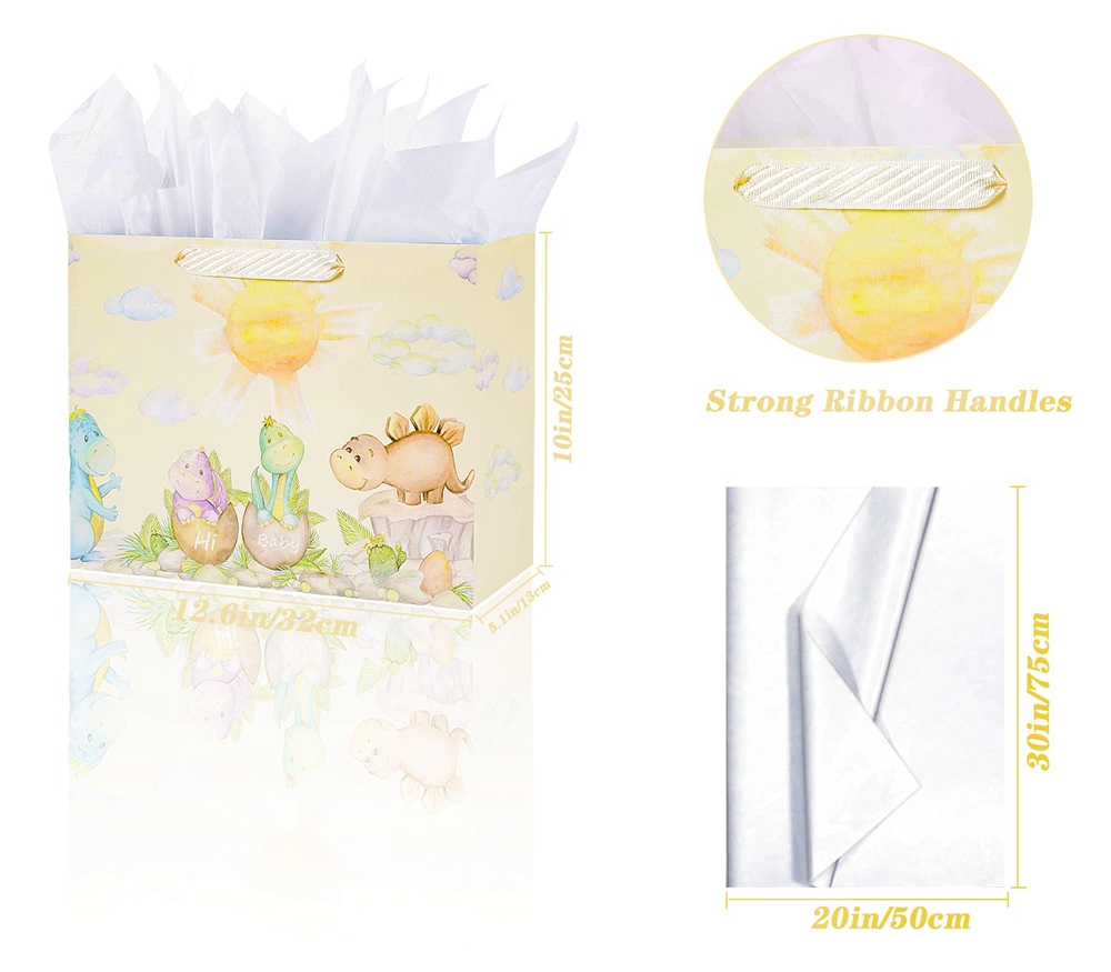 Foldable Neonate Baby Cartoon Gift Shopping Paper Bags with Your Own Logo on Ivory Board