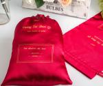 8x12inch Wig Drawstring Pouch Customized Red Satin Bag With Logo Fabric