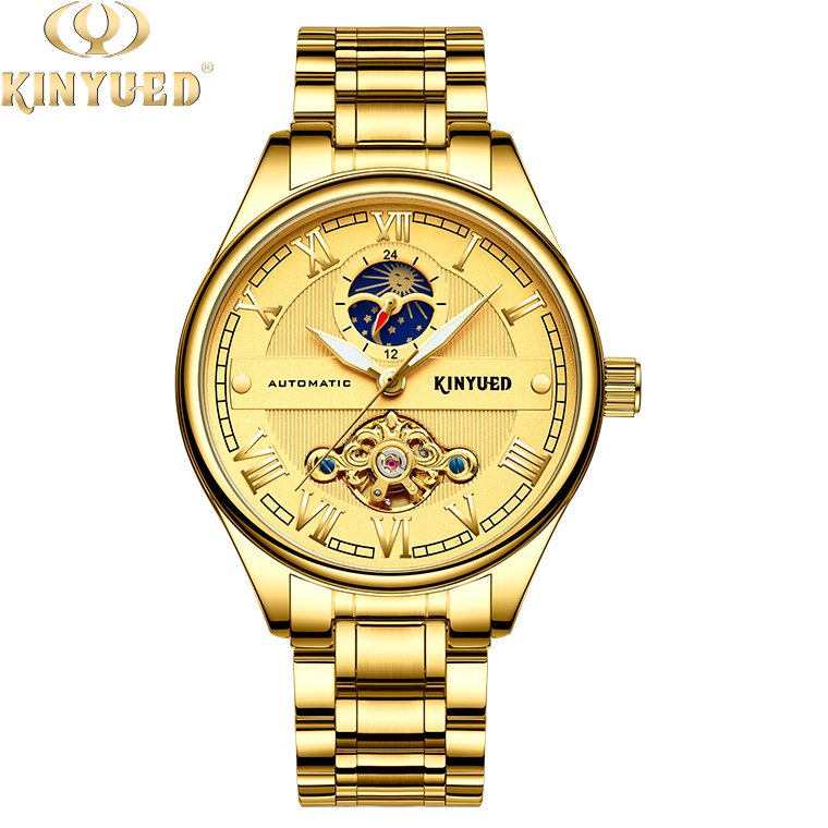 Hollow Back Automatic Mechanical Watch Gold Tourbillon Skeleton Watch