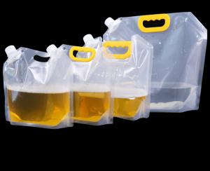 China 1.25L 2.5L Beer Drink Pouch Plastic Drink Bag With Spout Hang Hole factory