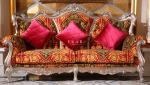 Classic Antique Design Solid Wooden Carved Luxury Fabric Sofa