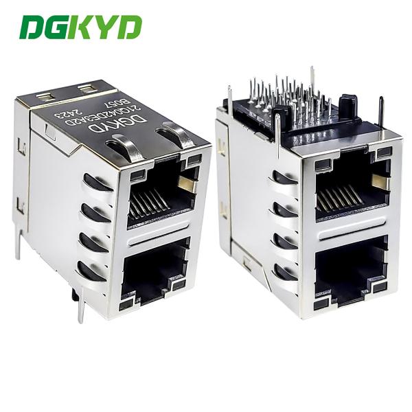 2X1RJ45 Gigabit Dual Port Network Connector Shielded Light Socket DGKYD21Q042DE3