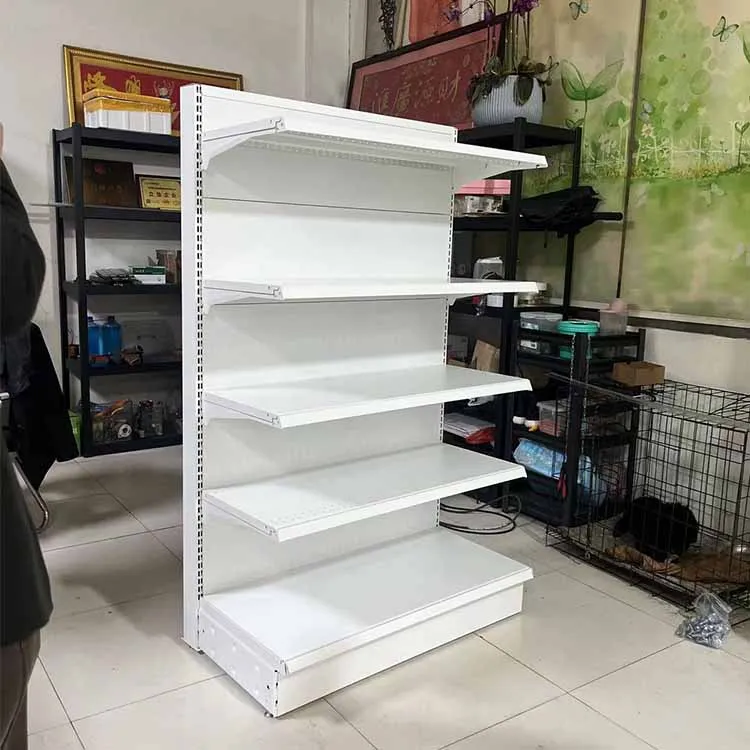 Factory customized color size white market shelves gondola for minimarket