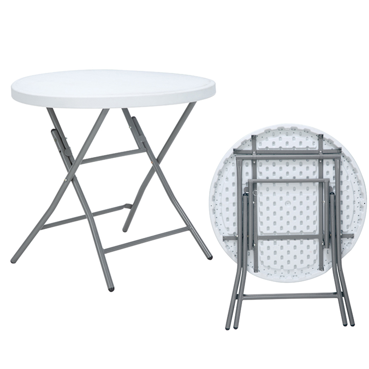 Mail Packing Portable Round Plastic Metal Folding Dining Table for Modern Design Style