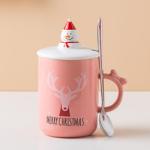 New Festival Mug Christmas Round Santa Claus Lid Stainless Steel Spoon Elk