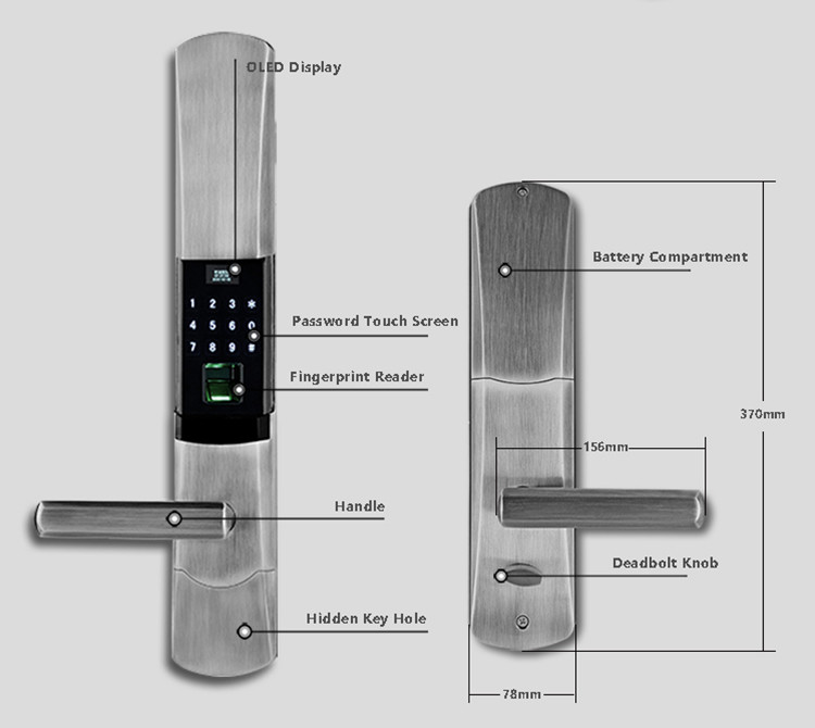 Smart Electronic Automatic Door Lock Fingerprint Scanner Sensor Low Power Consumption