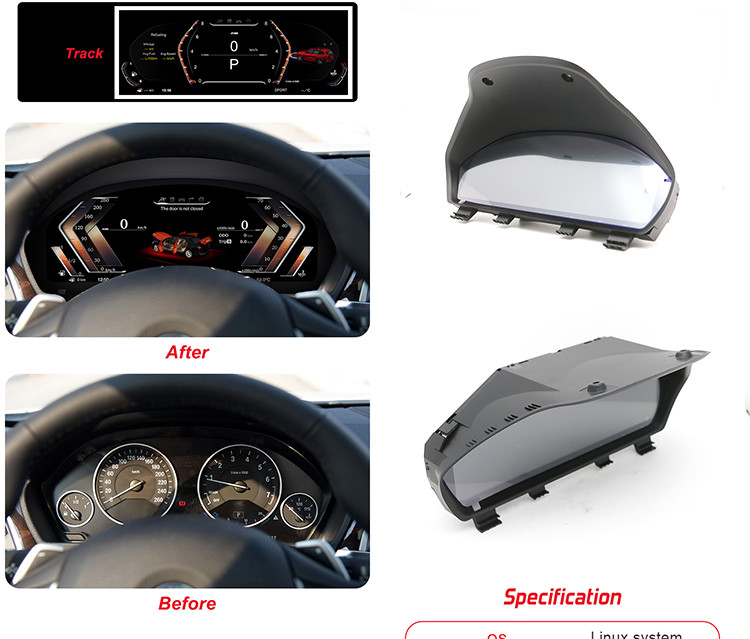 12.3" 1920*720 IPS Car Digital Speedometer Display Fit BMW 3 Series F30 F31