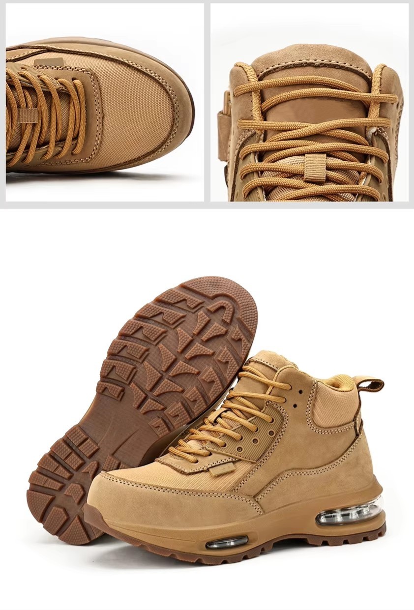 Air-cushion Sole Safety Work Boots In Khaki Oxford Fabric For Maximum Protection