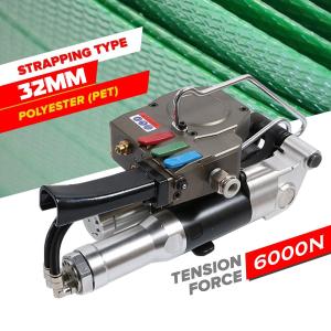 China 32mm PET Band Use Pneumatic Strapping Machine Powerful Industrial Application factory