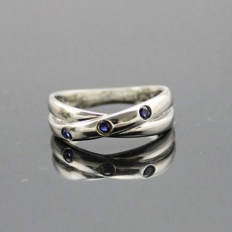 Women Jewelry 925 Silver Red Cubic Zircon Crossover Ring (JY063)