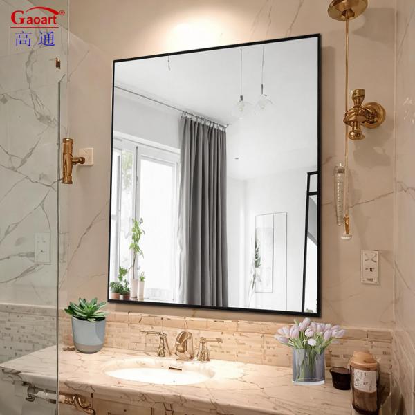Stylish Bathroom Decoration Modern Black Framed Wall Hanging Mirror with Gold