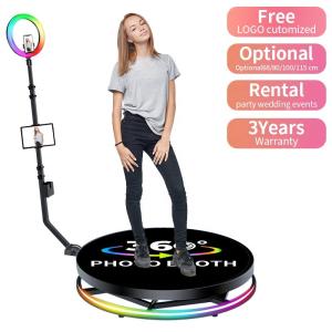China 80-120CM Rotating Stand Square LED Ring Photo Booth with Strong Metal Tempered Glass factory
