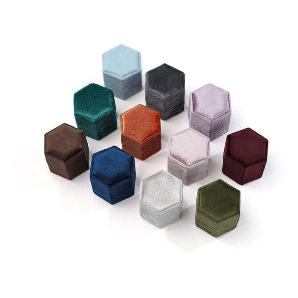 Jewelry Box Square Velvet Ring Box Retro Double Ring Box Flannel Earring Jewelry Box Jewelry Packaging Box