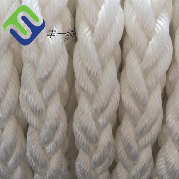 White Polyester Marine 8 Strand Mooring Rope Abrasion Resistant