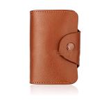Leather Button Wallet Short Business Card Wallet with RFID Protection and Lock