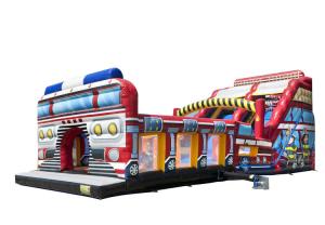 China Firetruck World Slide Theme Large Inflatable Slide With Digital Printing factory