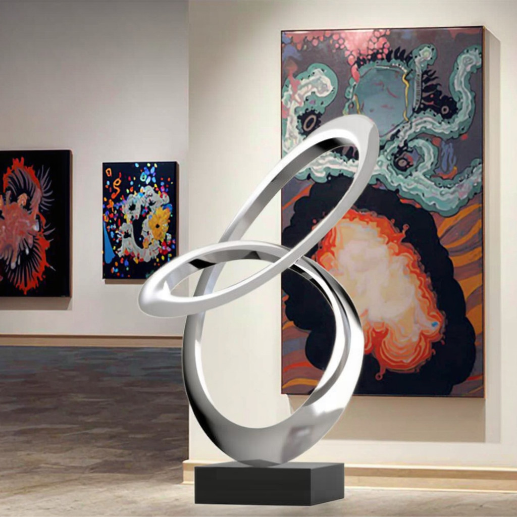 Contemporary Mirror Polished Stainless Steel Abstract Sculpture Modern Metal Crafts Art