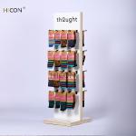 Freestanding Retail Display Stands 2-way Wooden Store Socks Display Stand