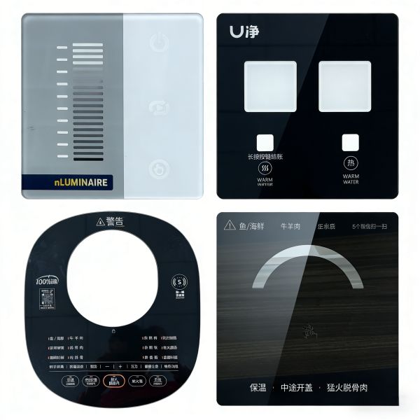 Detailed display of acrylic decorative panels showing various designs and applications