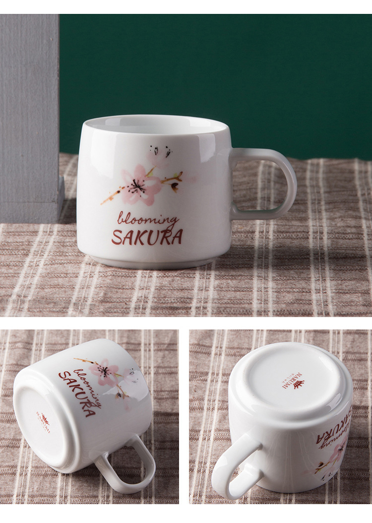 Japanese Cherry Blossom White Round Rectangle Square Baking Dessert Bowl Restaurant Ceramic Dinner Plate And Mug