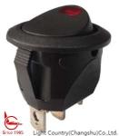 Light Country RC Round Rocker Switch, Φ 23mm, Red illuminated, 10A 250VAC