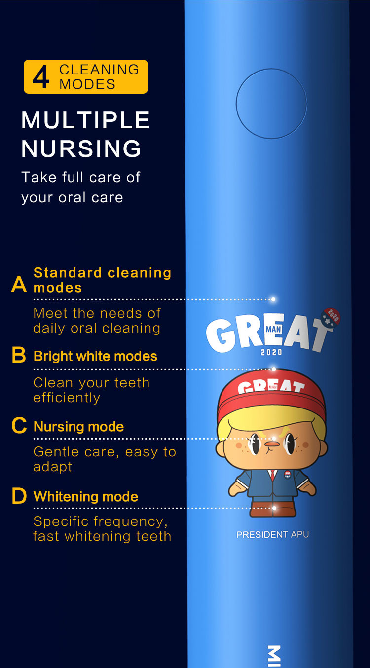 Kids Electric Toothbrush Waterproof IPX7 DuPont Brush Heads With Multiple Modes Electric Toothbrush
