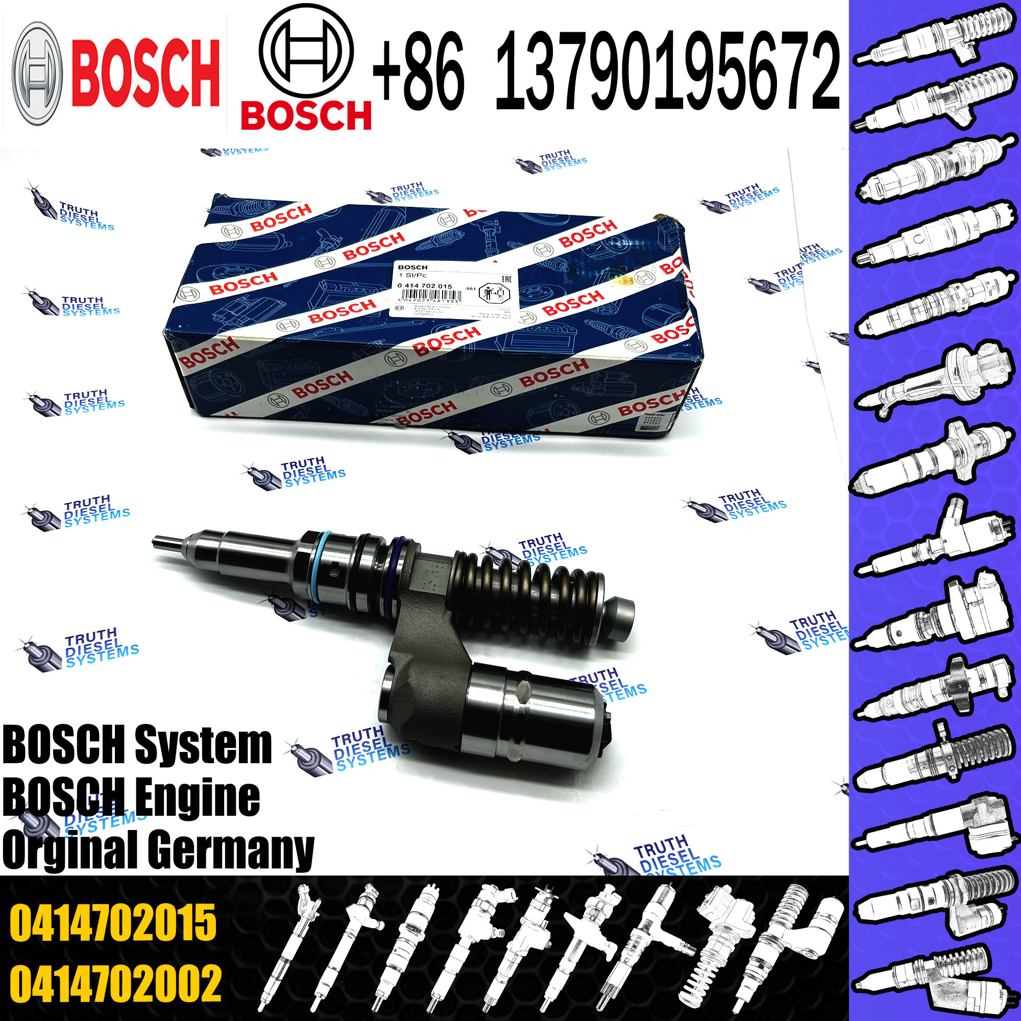 Diesel Common Rail Fuel Injector 0414702015 0414702024 3835257 For VOL Truck