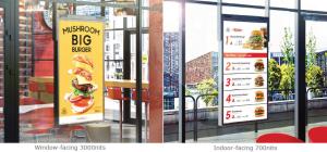 China Smart Signage Window Dual Sided Digital Hign Brightness 700nits 5000nit Semi-Outdoor Display factory