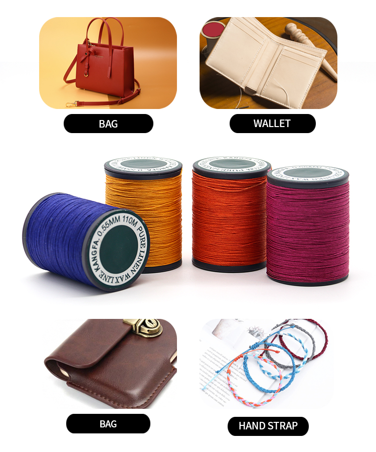 35g Weight Plastic Cone Linen Waxed Thread for Leather Sewing 70m in Cone Material