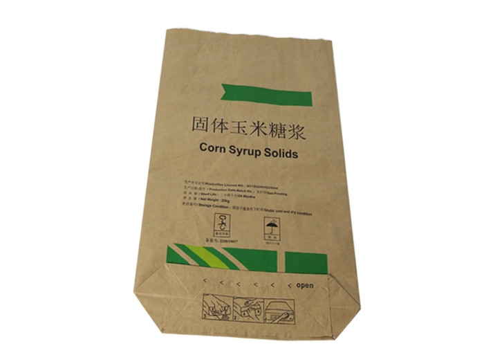 Reusable Square Bottom Multiwall Kraft Paper Bags Anti Slip Surface Treatment