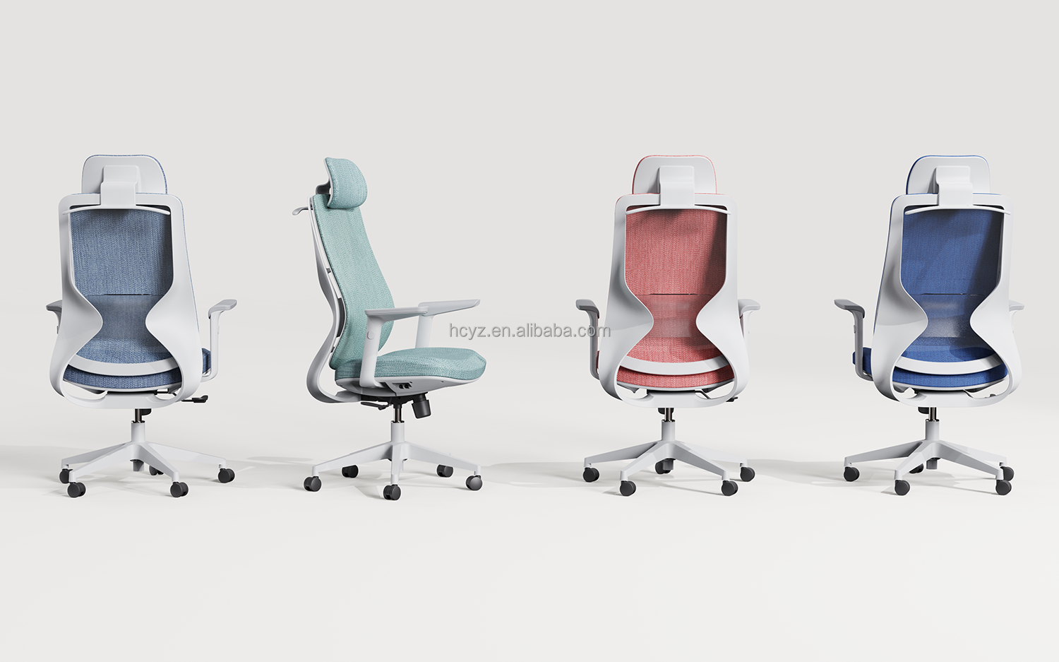 Modern Design Grey Leather Swivel Executive Office Chair with Adjustable Backrest